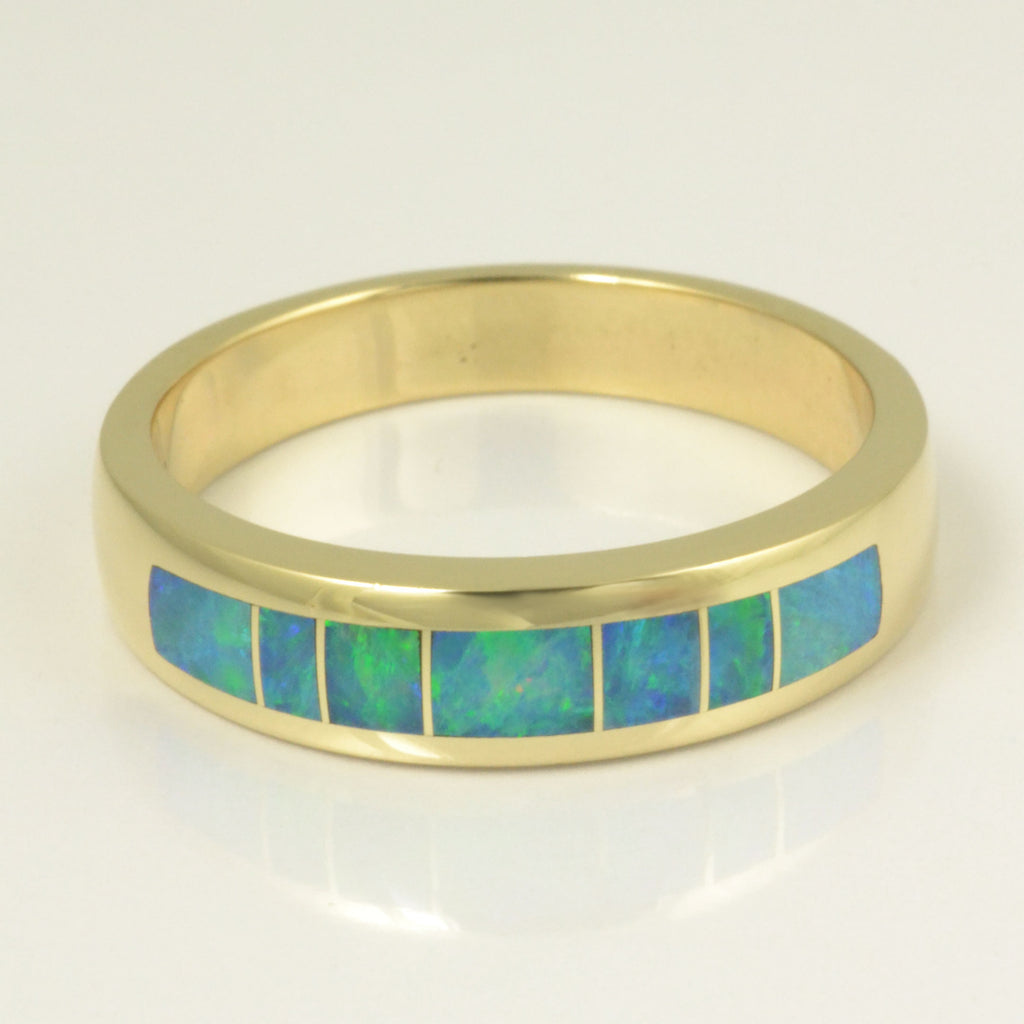 Australian Opal Inlay Ring in 14k Yellow Gold The