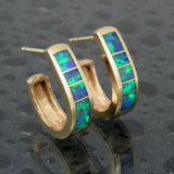 Opal and diamond earrings in 14k gold.