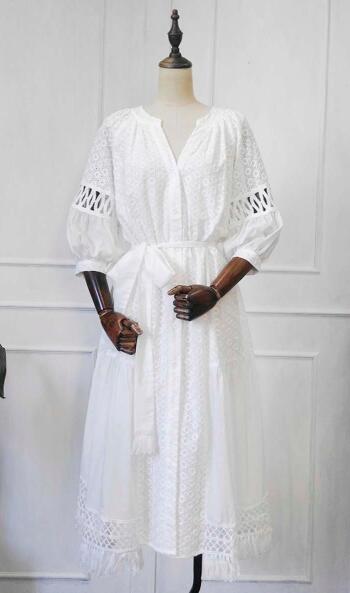 white boho dress with sleeves