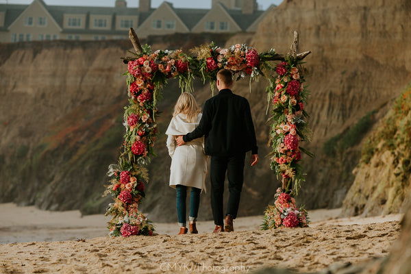 Half Moon Bay proposal, The Yes Girls Events, The Box Sock, Beach Proposal, Northern CA proposal, California Proposal, Floral Arch Proposal 