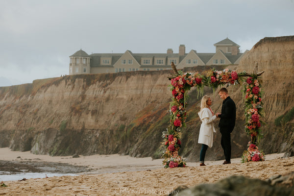Half Moon Bay proposal, The Yes Girls Events, The Box Sock, Beach Proposal, Northern CA proposal, California Proposal, Floral Arch Proposal 