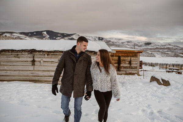 couple walking in the snow