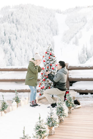winter proposal in snow