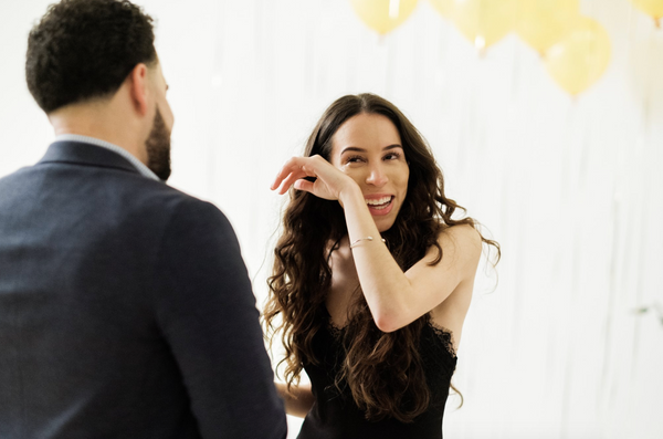 woman crying after she gets engaged