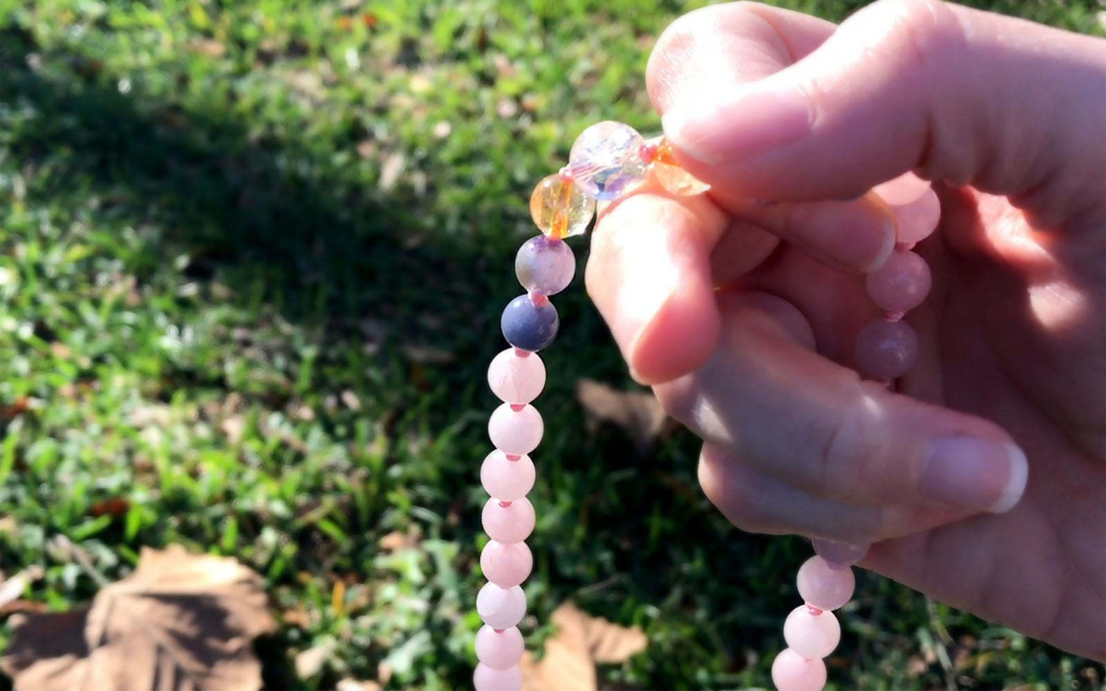 Counting Mantra with a Rose Quartz Mala 