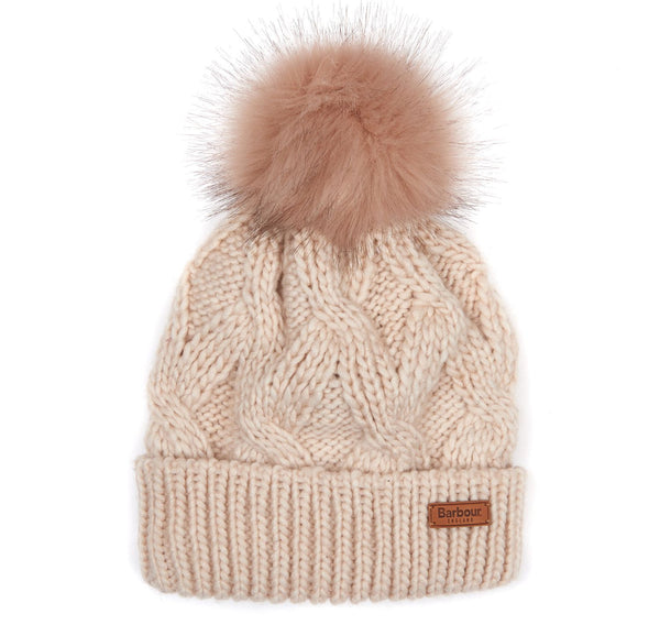 barbour pink bobble hat