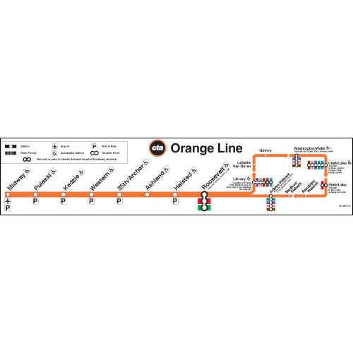 Cta Orange Line Map Chicago Transit Authority Orange Line Map Poster – Ctagifts.com