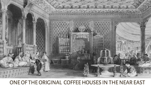 an original coffee house in the islamic world, either Turkish or Arabic