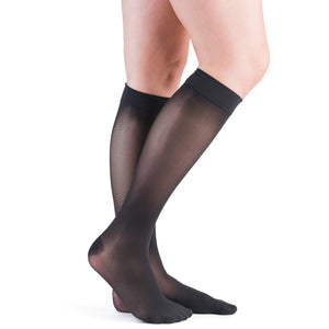 VenActive Women's Premium Sheer 15-20 mmHg Knee Highs, Black, Main
