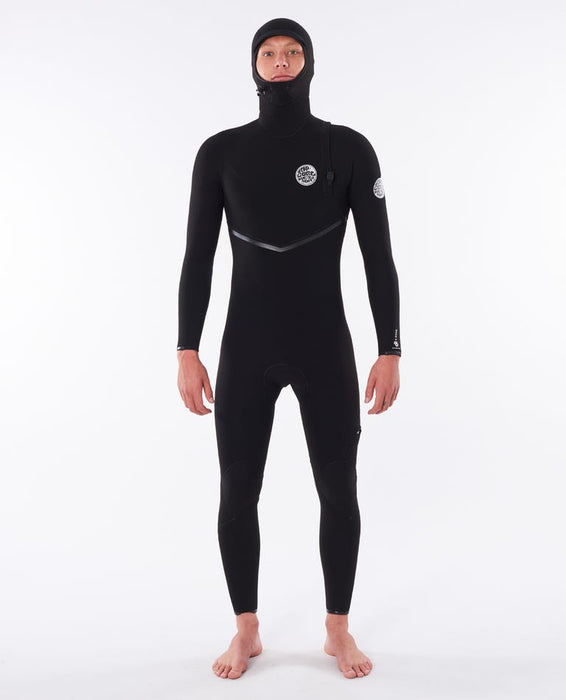Rip Curl E Bomb 4/3 Zip Free Hooded Wetsuit-Black