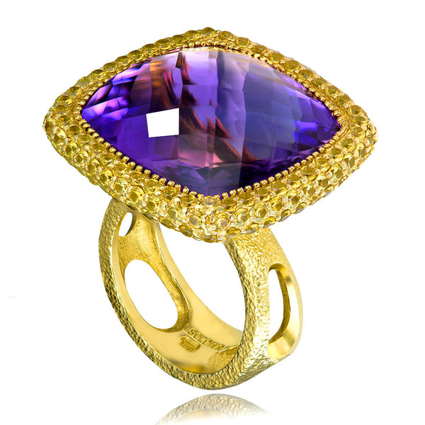 Alex Soldier Gold Royal Ring with Amethyst & Yellow Sapphires