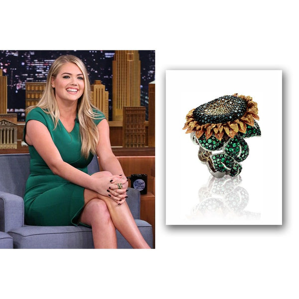 Kate Upton shines in Alex Soldier Sunflower ring on The Tonight Show With Jimmy Fallon.