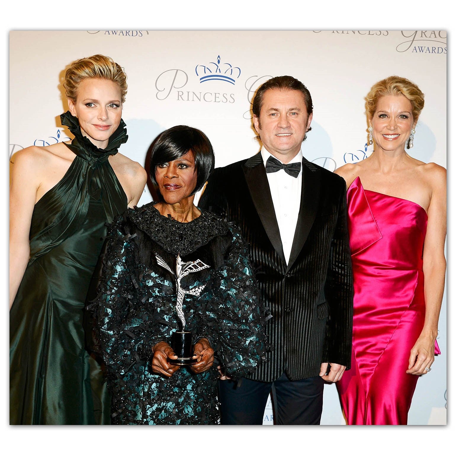 NEW YORK, NY – Princess Charlene of Monaco, Paula Zahn and Alex Soldier present Cicely Tyson with Princess Grace Award, designed and created by Alex Soldier.