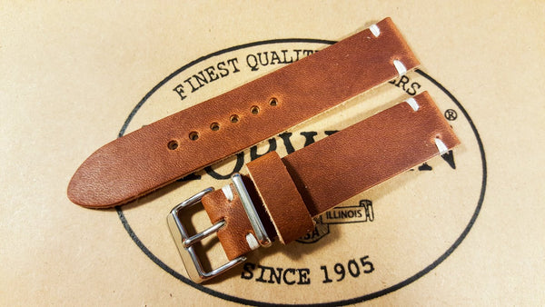 leather watch band, handmade watch strap, horween dublin cognac watch band 