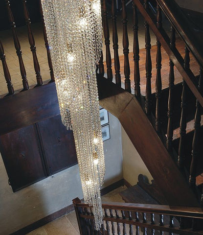 Two metre Italian lead crystal waterfall chandelier