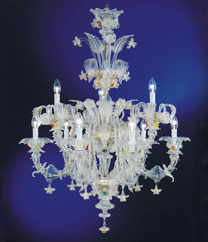 Murano glass multi-coloured floral chandelier