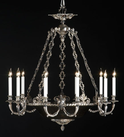 traditional 10 arm silver oxide chandelier