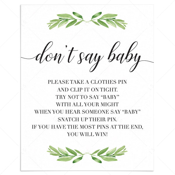 don-t-say-baby-game-sign-for-gender-neutral-baby-shower-with-green-leaves-littlesizzle