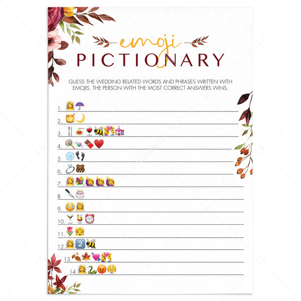 Emojis Bridal Shower Game Printable 