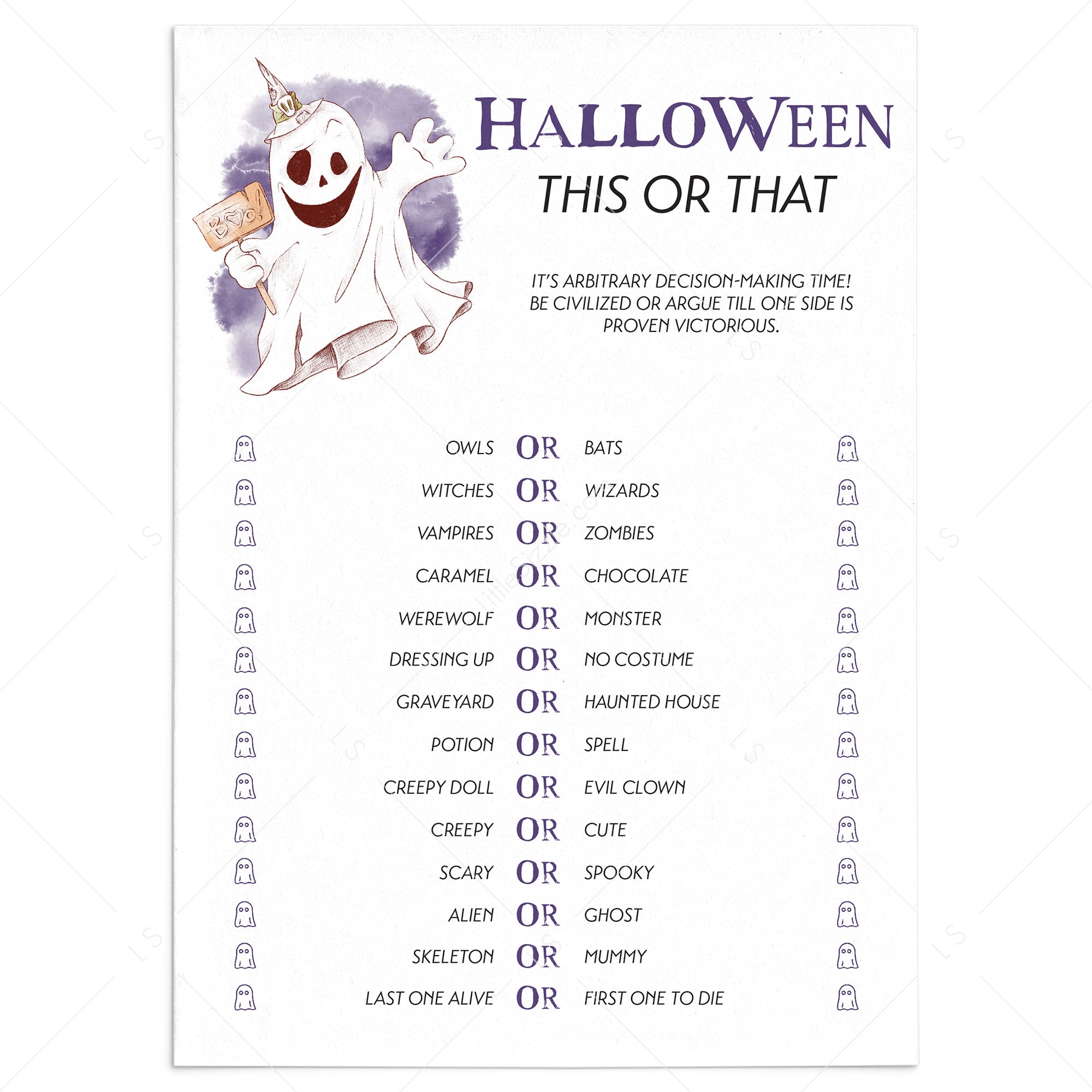 Funny Halloween Party Game This or That Printable – LittleSizzle