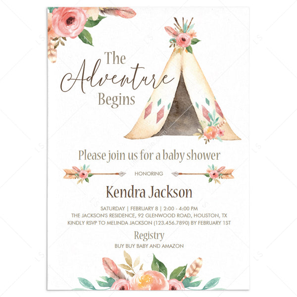 boho baby shower invitations free