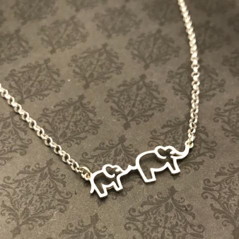 mama and baby elephant necklace