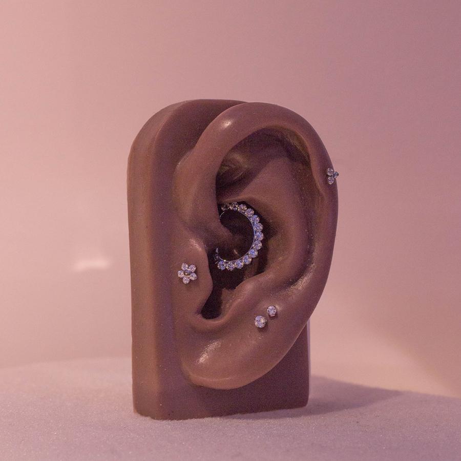Flower Clear Swarovski End in Titanium by NeoMetal - Pierced