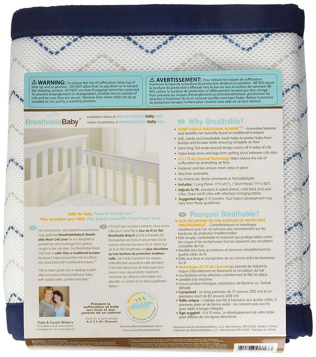 Breathable Baby Breathable Mesh Crib Liner Navy Chevron Kido Bebe