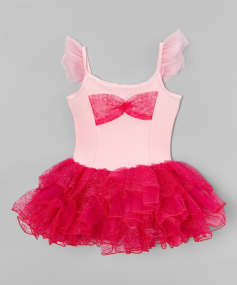 Hot Pink Lace Bow Lycra Ballet Dress Wenchoice 