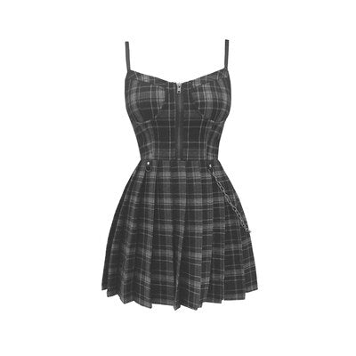 black and grey plaid dress