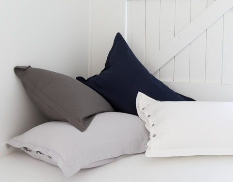 bamboo cotton pillowcases ethical pillowslips Indigo White pillowcases grey pillowcases LOOM LIVING