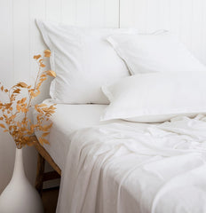 WHITE BAMBOO SHEETS BAMBOO FLAT SHEET BAMBOO FITTED SHEET ETHICALLY MADE BAMBOO BEDLINEN LOOM LIVING