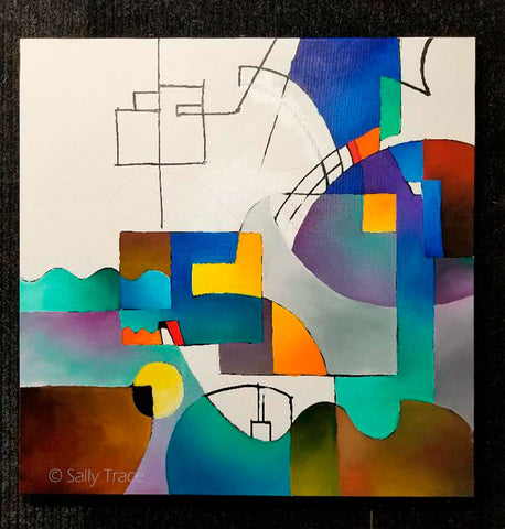 Unified Theory, original geometric painting in progress