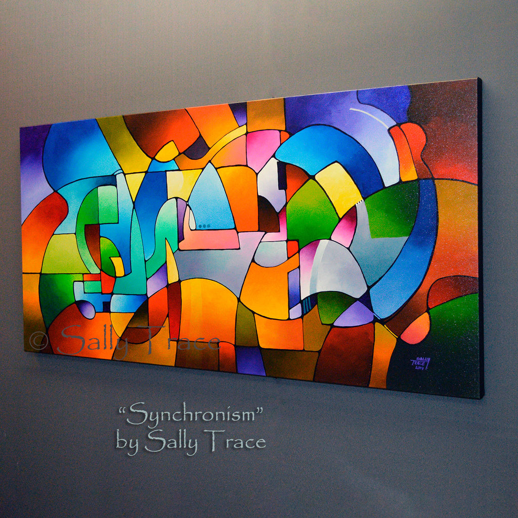Synchronism Original Geometric Painting by Sally Trace