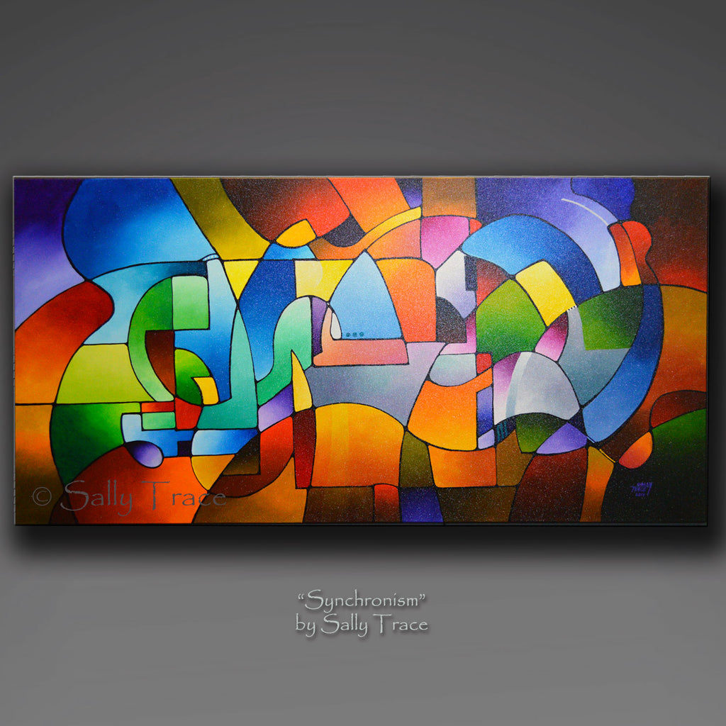 Synchronism Original Geometric Painting by Sally Trace