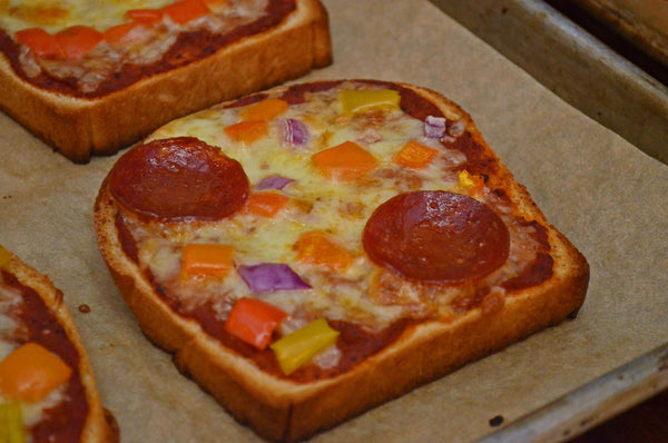 Baked Slices of Father Time Pizza Toast