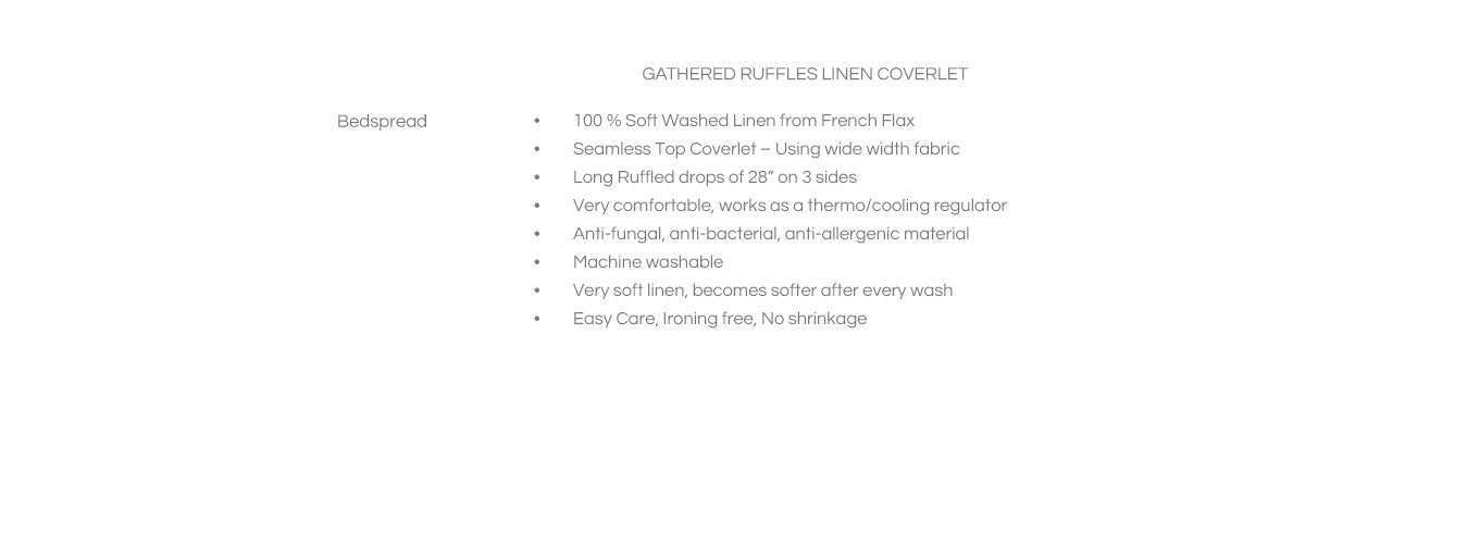 Features For Gathered Ruffles Linen Coverlet