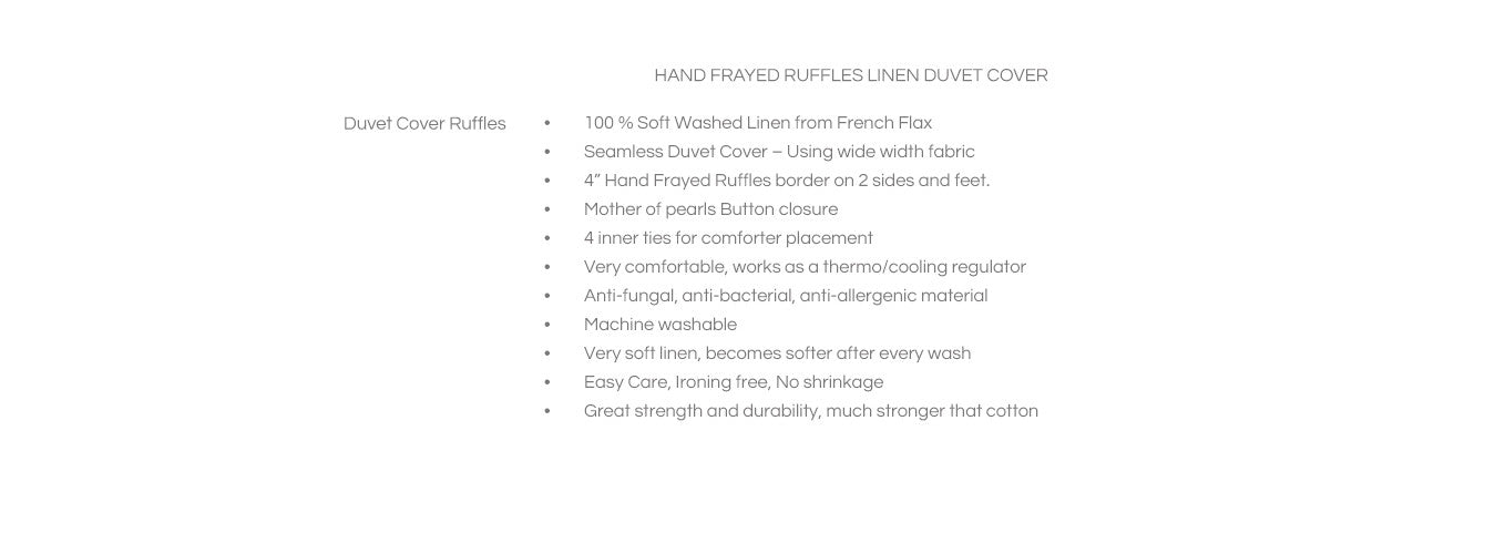 Features for Frayed Ruffles Duvet Cover