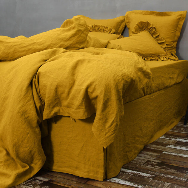 Enjoy Our Affordable Linen Duvet Cover In Mustard Now Linenshed Uk