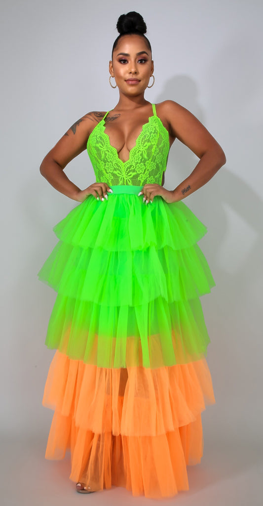 neon maxi skirt