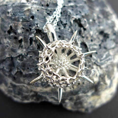 Small silver spumellaria pendant