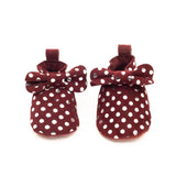 Alice Burgundy with silver dots | Slipper with bow Baby shoe