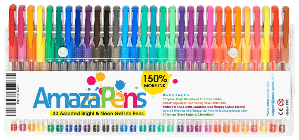30 Primary Bright \u0026 Neon Gel Pens - 150 