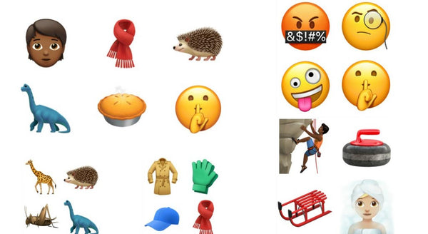Nouveaux emojis et emoticons dans la mise à jour Apple iOS 11 - Hipster et je t'aime