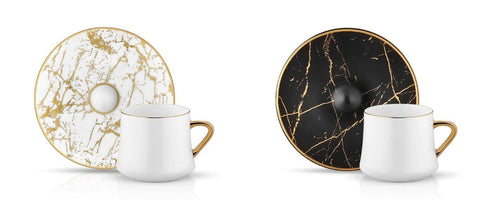 porcelain coffee cups with marble pattern