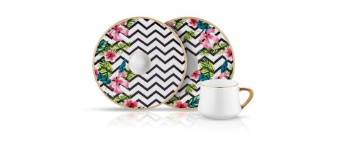 pink and tropics porcelain coffee cups