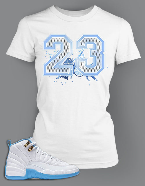 Womens T Shirt To Match Retro Air Jordan 12 Shoe Melo Tee - Just Sneaker Tees - 2