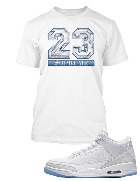 Supreme 23 Graphic T Shirt Match Jordan 3 White Shoe Vegas Big and Tall