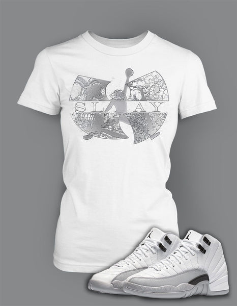 jordan 12 grey and white shirt