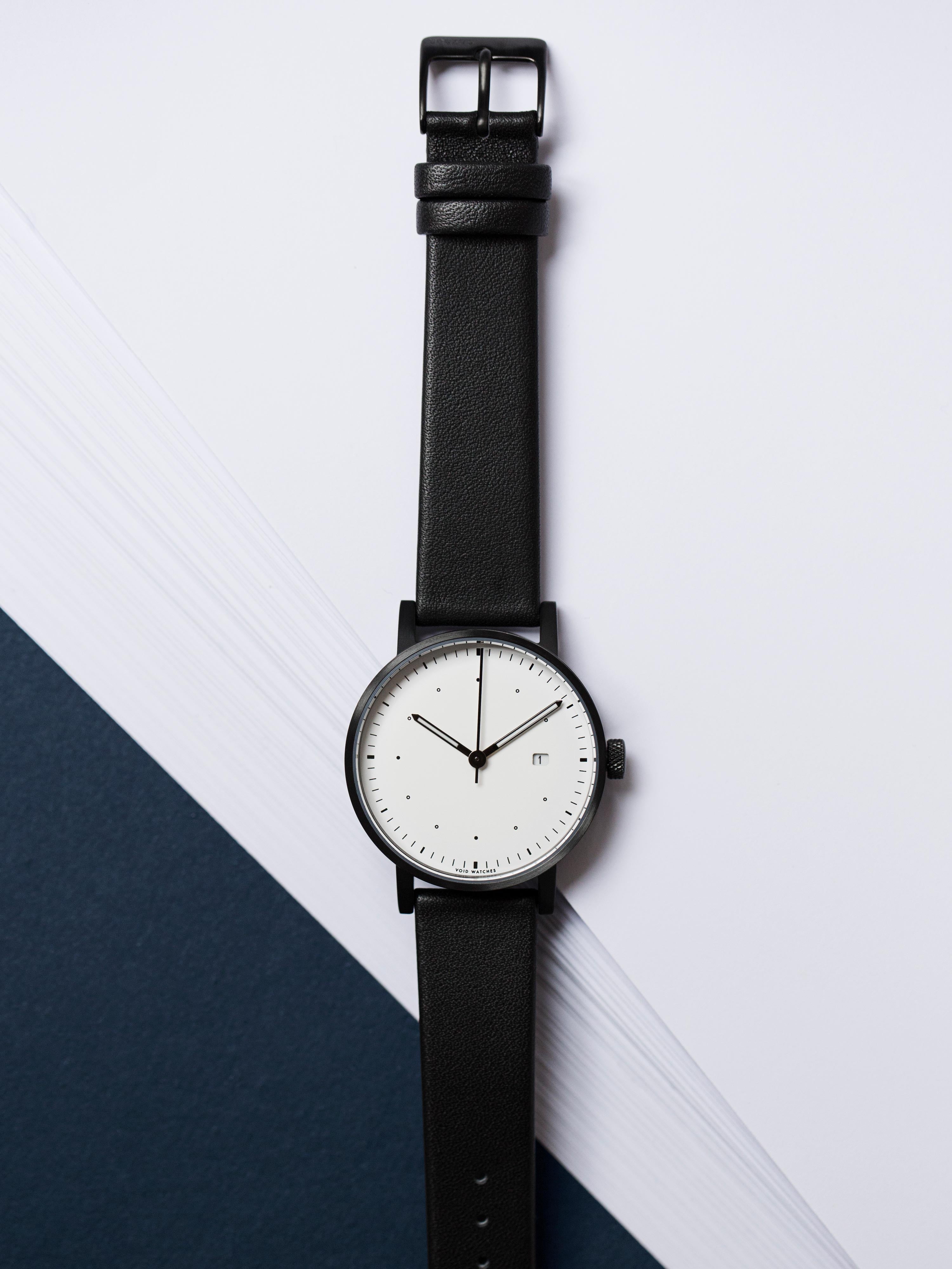 The monochromatic V03D Dezeen watch by David Ericsson and Patrick Kim Gustafson for VOID Watches